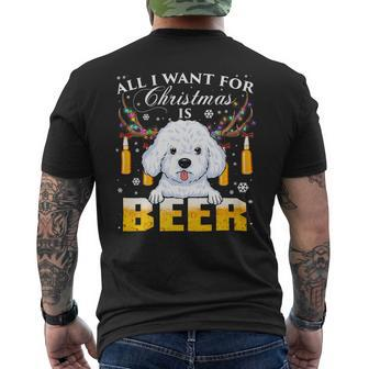 Beer Bichon Frise Reindeer Beer Christmas Ornaments Xmas Lights Mens Back Print T-shirt - Monsterry AU