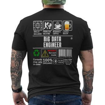 Beer Big Data Engineer Label Skills Solving Coffee Beer Mens Back Print T-shirt - Monsterry AU