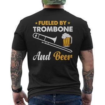 Beer Fueled By Trombone And Beer Trombone Musician Beer Drinker Mens Back Print T-shirt - Monsterry AU