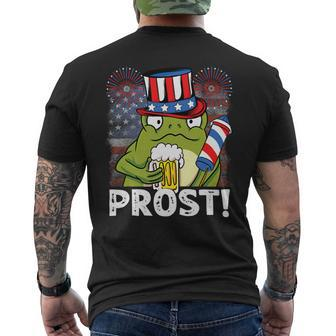 Beer Funny 4Th Of July Us Flag Prost Frog With Beer Mens Back Print T-shirt - Monsterry UK