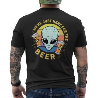 Beer Funny Alienufo Were Just Here For The Beer Retro Vintage Mens Back Print T-shirt - Monsterry AU