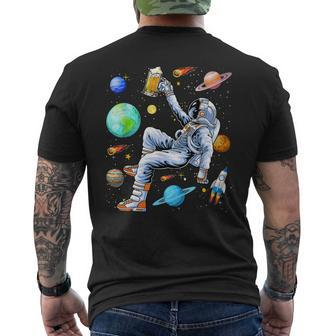 Beer Funny Astronaut Drinks Beer In Space Outer Space Beer Lover4 Mens Back Print T-shirt - Monsterry DE