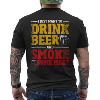 Beer Funny Bbq Chef Beer Smoked Meat Lover Gift Grilling Bbq Mens Back Print T-shirt - Monsterry CA
