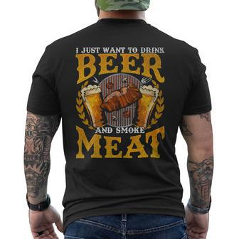 Beer Funny Bbq I Just Want To Drink Beer And Smoke Meat Barbecue70 Mens Back Print T-shirt - Monsterry AU