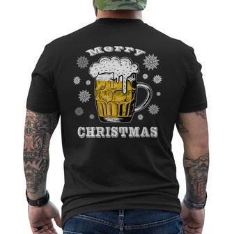Beer Funny Beer Drinkers Merry Christmas Snowflake Holiday Mens Back Print T-shirt - Monsterry