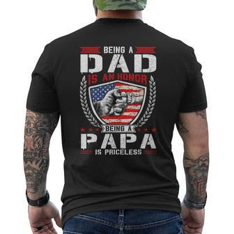 Being Dad Is An Honor Being Papa Is Priceless Usa Flag Daddy Mens Back Print T-shirt | Mazezy UK