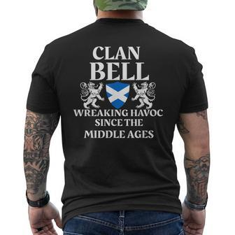 Bell Clan Scottish Family Kilt Tartan Lion Name Bell Funny Gifts Mens Back Print T-shirt | Mazezy