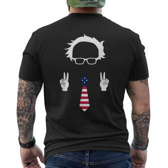 Bernie Sanders Peace Hair & Glasses Outfit Feel The Bern Mens Back Print T-shirt | Mazezy