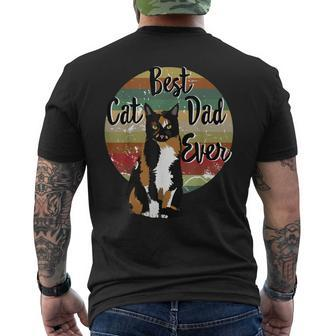 Best Cat Dad Ever Calico Fathers Day Gift Funny Retro Men's Crewneck Short Sleeve Back Print T-shirt