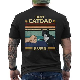 Best Cat Dad Ever Vintage Retro Cat Gifts Men Fathers Day Men's Crewneck Short Sleeve Back Print T-shirt