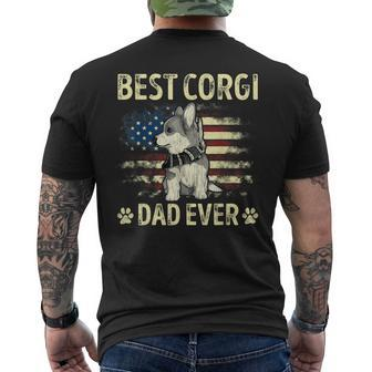 Best Corgi Dad Ever Ameican Flag Daddy Dog Lover Owner Mens Back Print T-shirt - Seseable