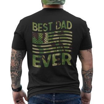 Best Dad Ever Fathers Day Gift American Flag Military Camo Mens Back Print T-shirt - Seseable