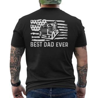 Best Dad Ever Flag Truck Dad Trucker Dad Best Trucking Dad Mens Back Print T-shirt - Thegiftio UK