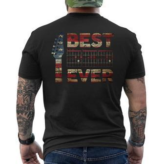 Best Dad Ever Guitar Chords Guitarist Father D-A-D Us Flag Mens Back Print T-shirt - Seseable