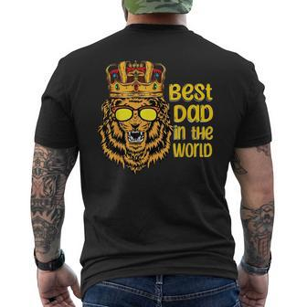 Best Dad In The World Fathers Day Strong Father King Lion Mens Back Print T-shirt | Mazezy