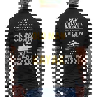 Best Kayak Never Underestimate Old Man Men's T-shirt Back Print | Mazezy