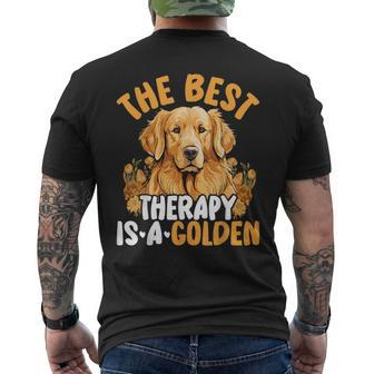 The Best Therapy Is A Golden Retriever Dog Lover Puppy Owner Men's T-shirt Back Print