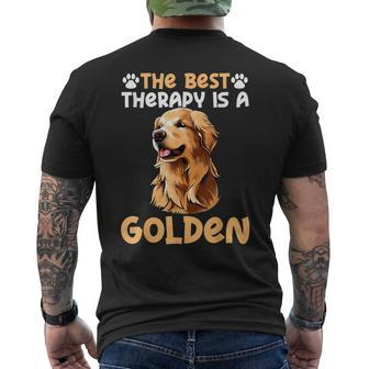 The Best Therapy Is A Golden Retriever Dog Lovers Men's T-shirt Back Print - Seseable