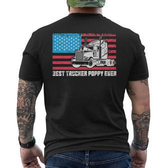 Best Trucker Poppy Ever American Flag Truck Driver Dad Pride Mens Back Print T-shirt | Mazezy