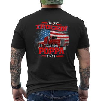 Best Trucking Poppa Ever Truck Driver Fathers Day Gift Mens Back Print T-shirt - Seseable