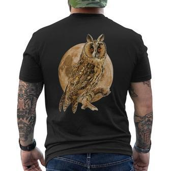 Beutiful Owl With Full Moon Design Mens Back Print T-shirt - Monsterry