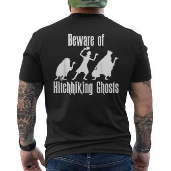 Beware Of Hitchhiking Ghosts Halloween Men's T-shirt Back Print - Monsterry