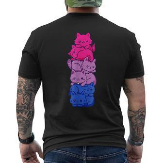 Bi Pride Cat Lgbt Bisexual Flag Cute Kawaii Cats Pile Gift Mens Back Print T-shirt | Mazezy