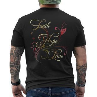 Bible Verse Faith Hope Love Men's T-shirt Back Print | Mazezy