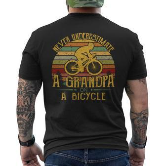 Bicycle Grandpa Never Underestimate A Grandpa On A Bicycle Mens Back Print T-shirt - Seseable