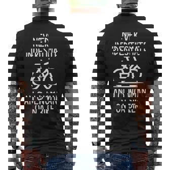 Bicycle Never Underestimate An Old Woman On A Bike Funny Old Woman Funny Gifts Mens Back Print T-shirt | Mazezy