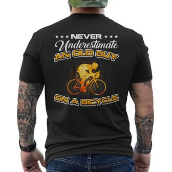 Bicycle Never Underestimate An Old Guy On A Bicycle Men's T-shirt Back Print - Seseable