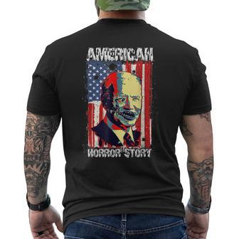 Biden Horror American Zombie Story Halloween Vintage Us Flag Halloween Funny Gifts Mens Back Print T-shirt | Mazezy