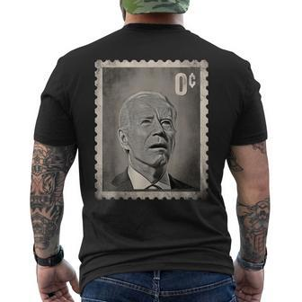 Biden Zero Cents Stamp 0 President Biden No Cents Men's T-shirt Back Print - Seseable