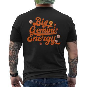 Big Gemini Energy Groovy Zodiac Sign Astrology Horoscope Mens Back Print T-shirt | Mazezy