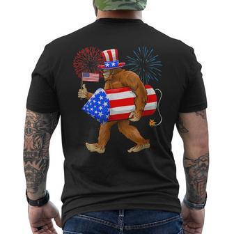 Bigfoot American Flag Funny 4Th Of July Sasquatch Believe Mens Back Print T-shirt - Thegiftio UK