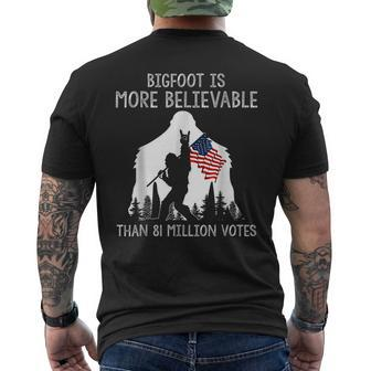 Bigfoot Is More Believable Than 81 Million Votes Vintage Men's T-shirt Back Print - Seseable