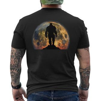 Bigfoot Believer Full Red Moon Night Sasquatch Men's Crewneck Short Sleeve Back Print T-shirt - Monsterry AU