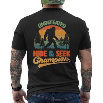 Bigfoot Hide And Seek Champ Sasquatch Hiding Champion Retro Mens Back Print T-shirt - Thegiftio UK