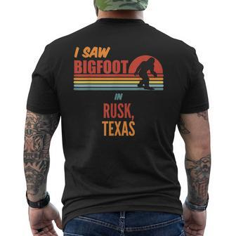 Bigfoot Lives In Rusk Texas Men's T-shirt Back Print | Mazezy