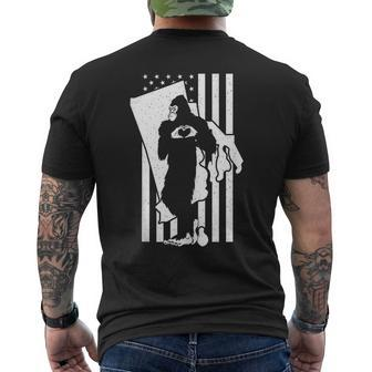 Bigfoot Rhode Island State Pride Sasquatch American Flag Mens Back Print T-shirt | Mazezy