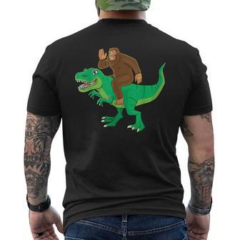 Bigfoot Riding Dinosaur T Rex Funny Men Boys Sasquatch Lover Mens Back Print T-shirt - Seseable