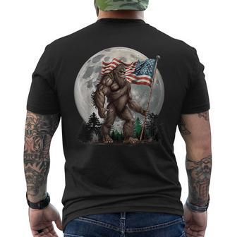 Bigfoot Sasquatch - American Flag Full Moon Patriotics Mens Back Print T-shirt - Seseable