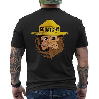 Bigfoot Squatchy Sasquatch Camping Hiking Retro Vintage Mens Back Print T-shirt - Seseable