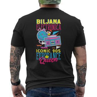 Biljana Electronica Iconic 90S Eurodance Queen Men's T-shirt Back Print | Mazezy
