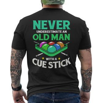 Billiards Grandfather Never Underestimate An Old Man Men's T-shirt Back Print - Seseable