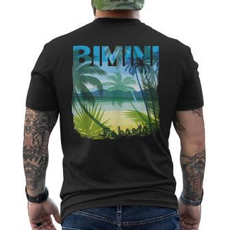 Bimini Bahamas Beach Summer Matching Family Palms Tree Bahamas Funny Gifts Mens Back Print T-shirt | Mazezy