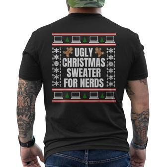 Binary Ugly Christmas Sweater For Nerds Showing Laptops Men's T-shirt Back Print - Monsterry DE
