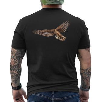 Birding Harrier Hawk Marsh Hawk Pocket-Style Emblem Men's T-shirt Back Print | Mazezy