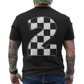 Birthday Boy 2 Two Race Car 2Nd Birthday Racing Car Flag Mens Back Print T-shirt - Monsterry