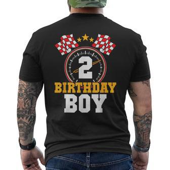 Birthday Boy 2Nd Race Car Party 2 Years Old Racing Driver Men's T-shirt Back Print